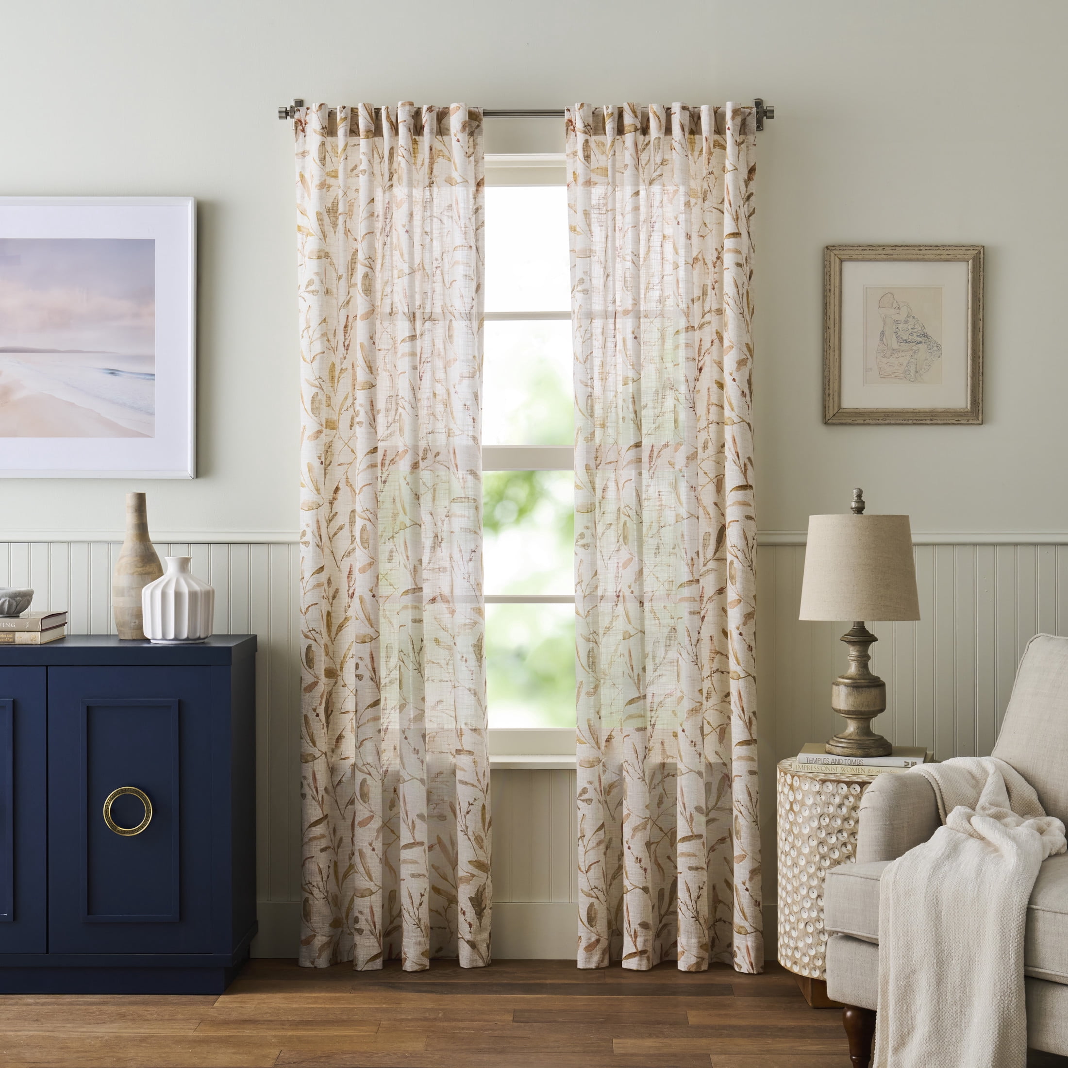 Martha Stewart Vernon Curtain Panel Pair, Clay, Back Tab, Light Filtering, Indoor, Adult, 2 Piece Set, 50" x 84"