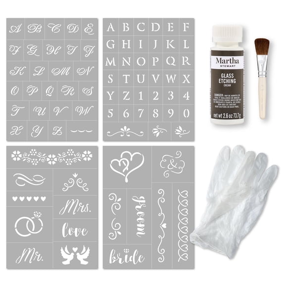 Martha Stewart Wedding Vinyl Art Stencil Kit, Set of 8, 5.75 x 7.75 in