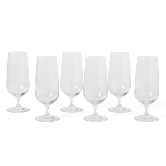 Martha Stewart Virginia 6 Piece 14 Oz Stemmed Water Goblets, Clear Glass Iced Tea Glasses
