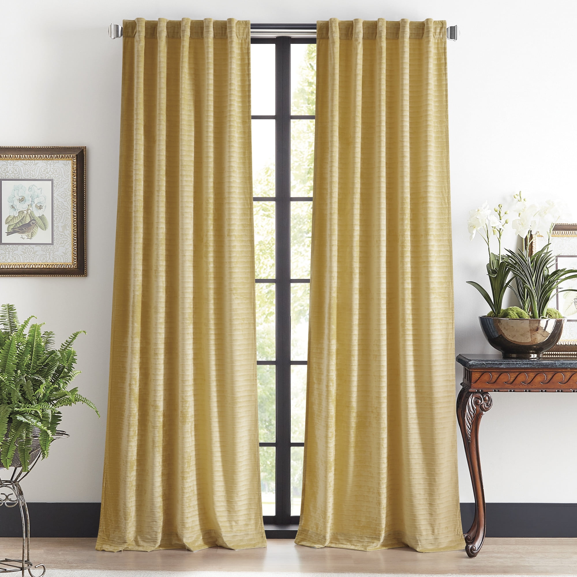 Free Shipping! Martha Stewart Velvet Drapes Gold 37x95 Polyester Wave ...