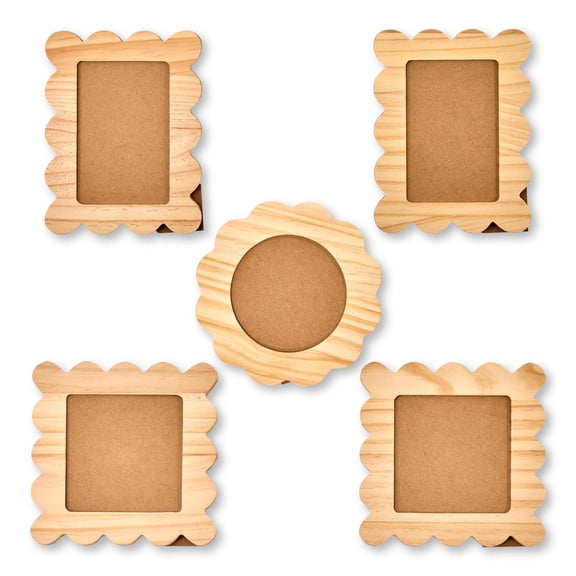 Martha Stewart Unfinished Wood Wavy Frames Set, Assorted Sizes, Set of 5