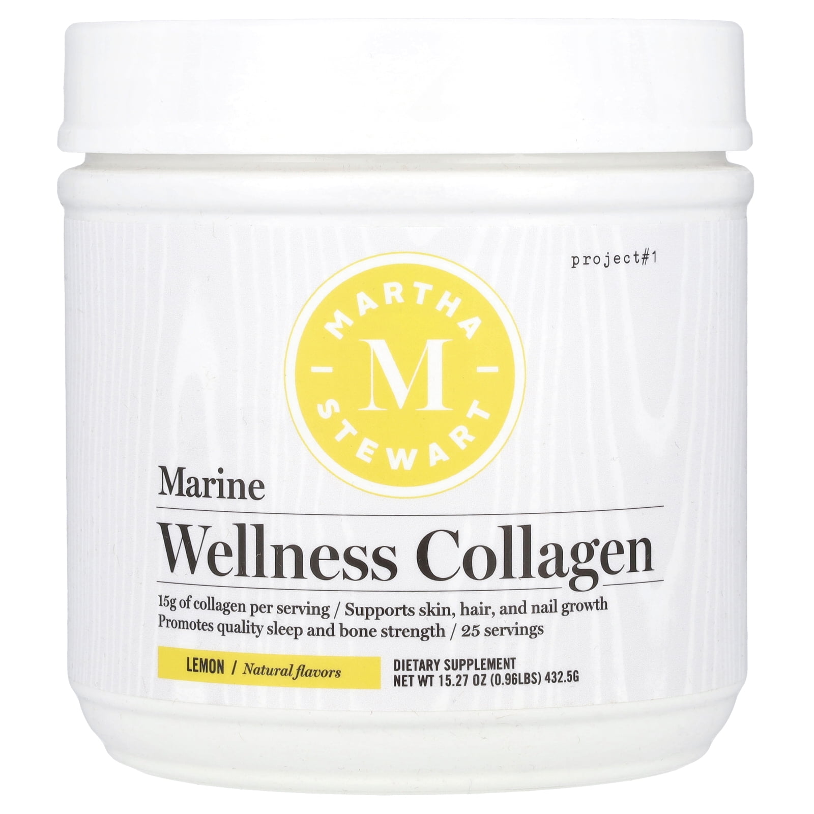 Martha Stewart Wellness Marine Wellness Collagen, Lemon, 15.27 oz (432.5 g)