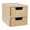 thumbnail image 1 of Martha Stewart Weston 2 Pack Stackable Light Natural Paulownia Wood Boxes with Drawers, Office Desktop Organizers, 5.25" x 7", 1 of 10