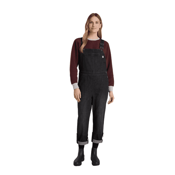 Martha Stewart Convertible Overall, Denim Utility Jumpsuit, Adjustable Cotton Workwear, Stretch Bibs, Black Wash, S