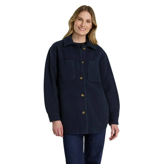 Martha Stewart Women’s Garden Shacket – Cozy Fleece Button-Front Shirt Jacket with Pockets for Layering, Warmth & Everyday Style
