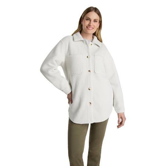 Martha Stewart Women’s Garden Shacket – Cozy Fleece Button-Front Shirt Jacket with Pockets for Layering, Warmth & Everyday Style