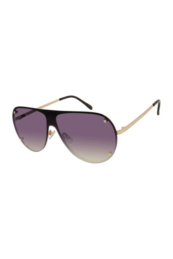Women's MS106 Metal UVA and UVB Protective Shield Aviator Fashion Sunglasses, 140mm