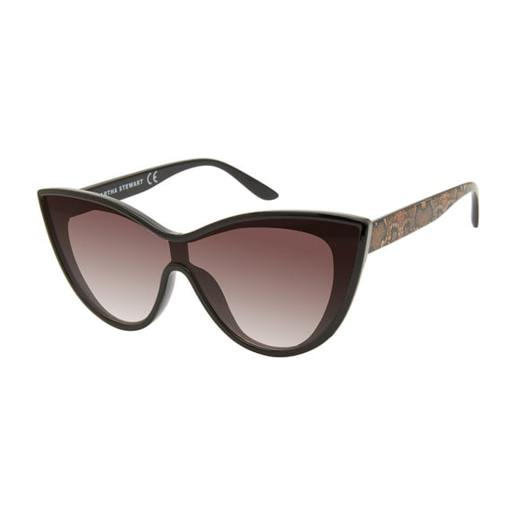 Martha Stewart Women's MS128 Shield UVA and UVB Protective Cat Eye Fashion Sunglasses, 140mm