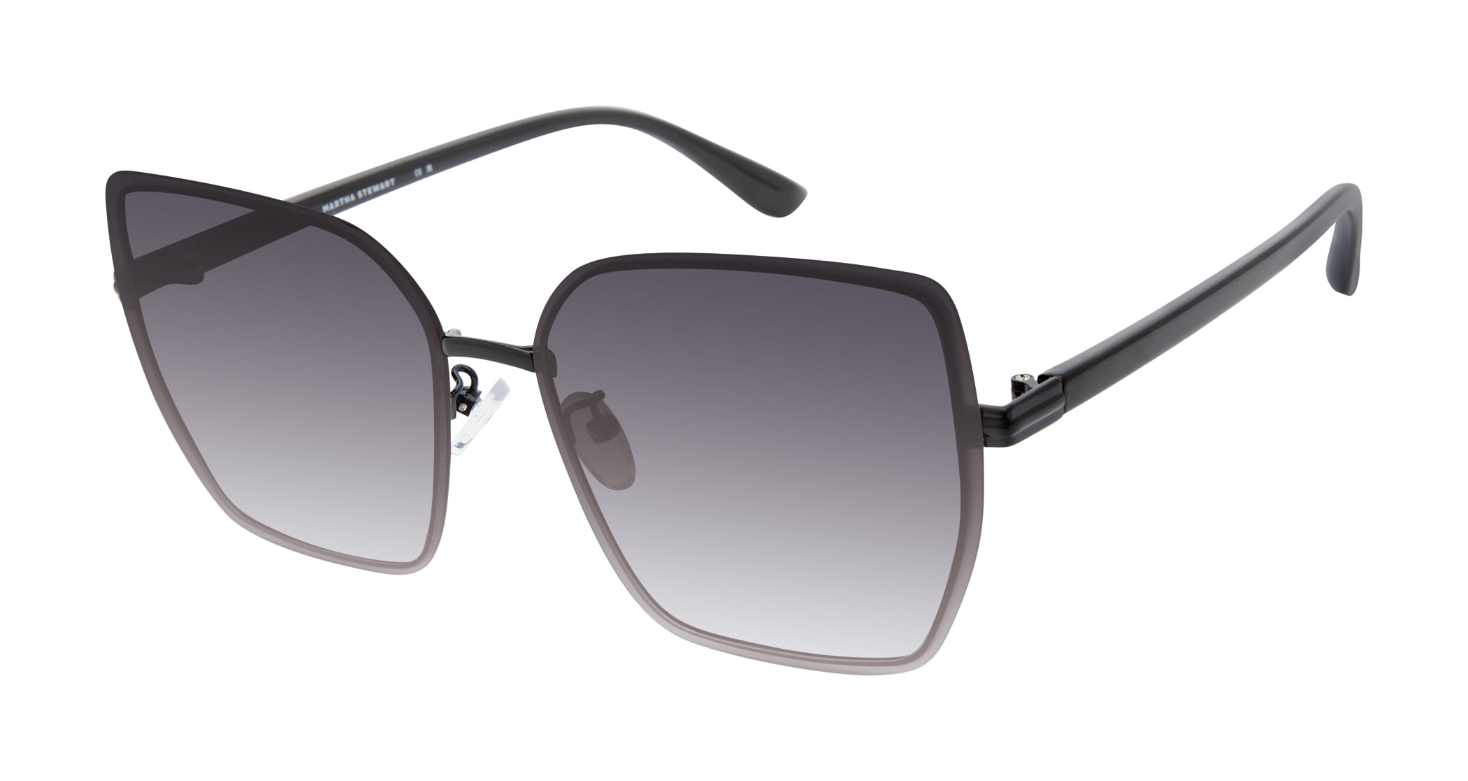Martha Stewart Women's MS180 Geometric Metal UVA and UVB Protective Square Cat Eye Fashion Sunglasses, 56mm