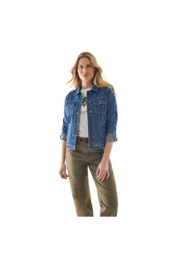 Women’s Utility Denim Canvas Chore Jacket – Trendy Barn & Western Style Jean Jacket