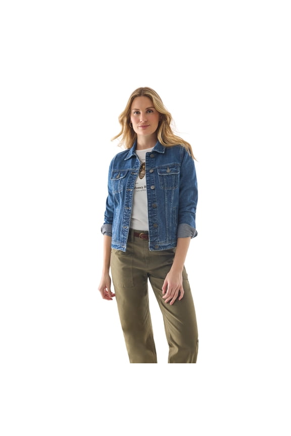 Women’s Utility Denim Canvas Chore Jacket – Trendy Barn & Western Style Jean Jacket