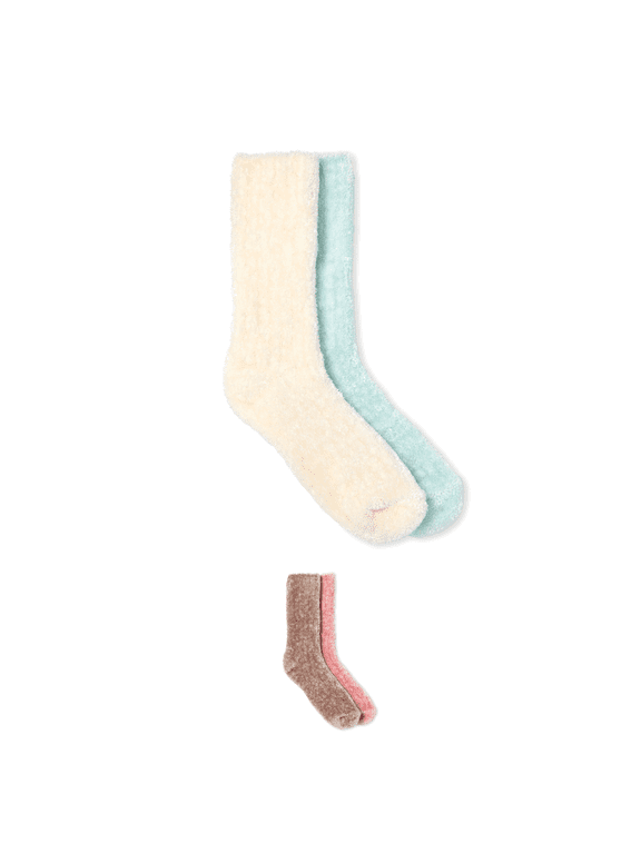 Womens 2 Pack Rib Chenille Sock Ivory/Cooling Blue