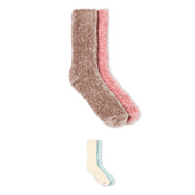 MARTHA STEWART Womens 2 Pack Rib Chenille Sock Silver Grey/Powder Pink