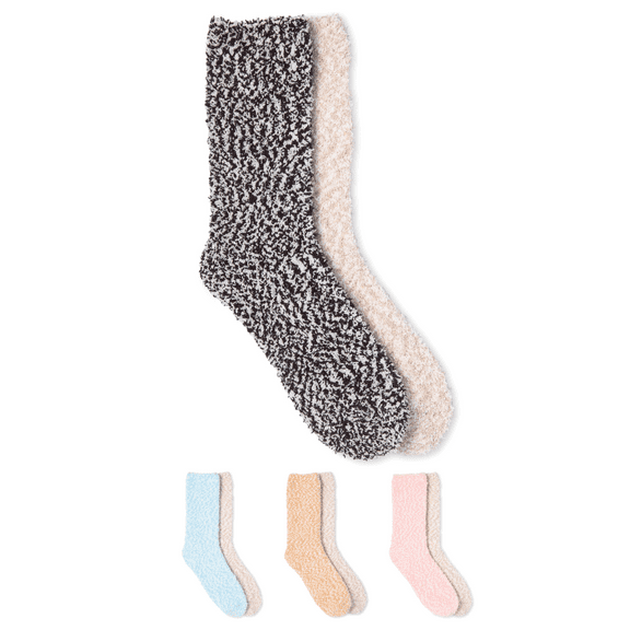 Martha Stewart Womens Marled 2 Pack Butter Crew Sock Black/Silver Grey