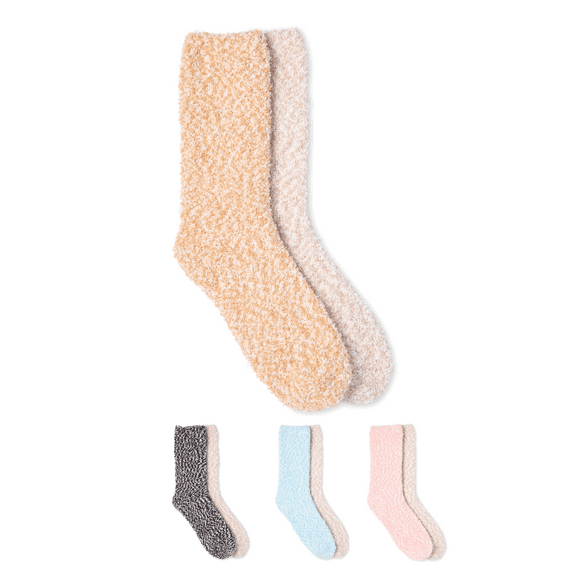 Martha Stewart Womens Marled 2 Pack Butter Crew Sock Latte/Silver Grey