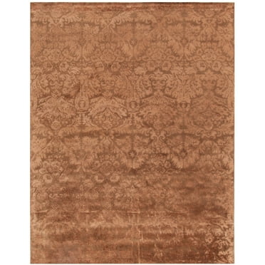 Martha Stewart  by  Damask Wool/ Viscose Rug Mahogany 9'6" x 13'6" 9' x 12', 10' x 14' Indoor Living Room, Bedroom, Dining Room Rectangle