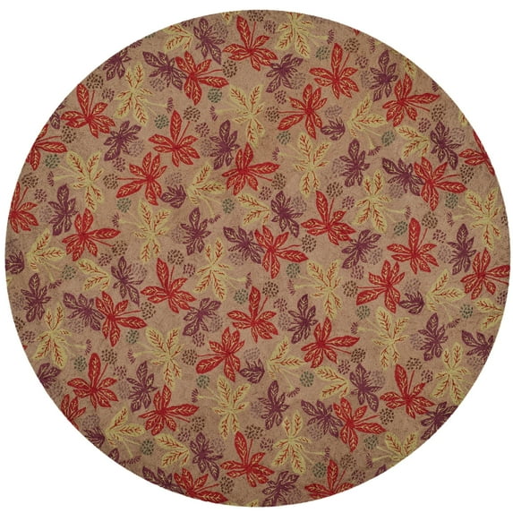 Martha Stewart by Meadow Wool Rug Crimson/Clover 4' x 4' Round 4' Round, 9' x 12' Indoor Living Room, Bedroom Round