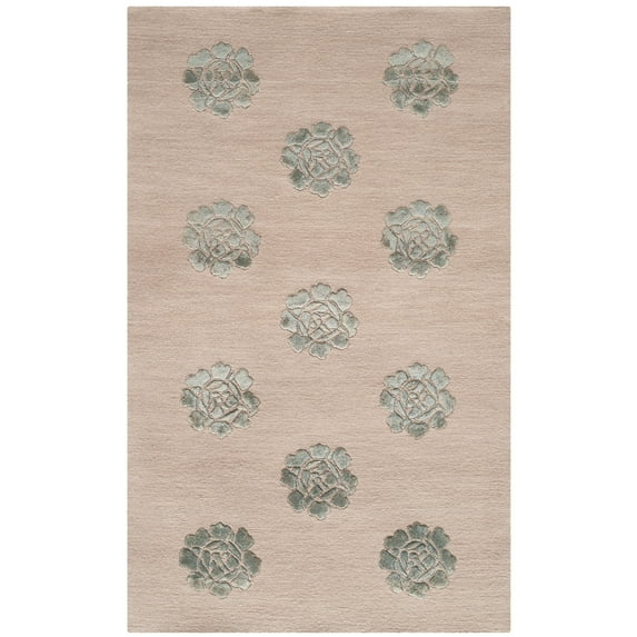 Martha Stewart by Medallions Silk/ Wool Rug Aqua/Marine 5'6" x 8'6" 6' x 9', 5' x 8' Indoor Living Room, Bedroom, Dining Room