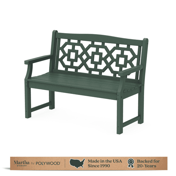 Martha Stewart by POLYWOOD® Chinoiserie 48” Garden Bench in Green