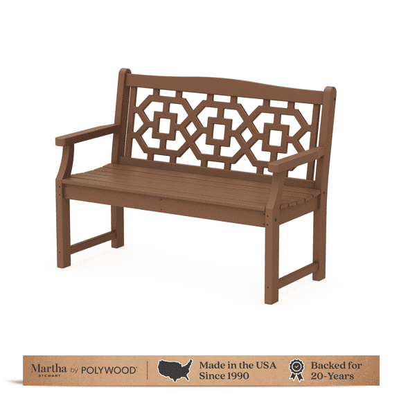 Martha Stewart by POLYWOOD® Chinoiserie 48” Garden Bench in Teak