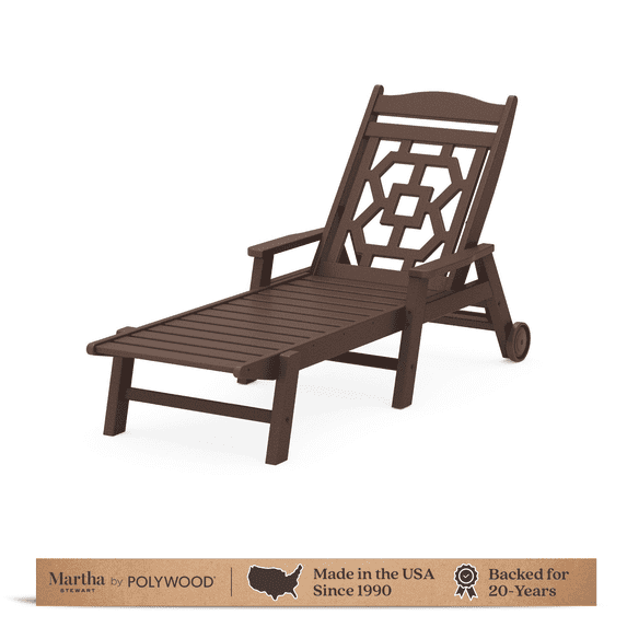 Martha Stewart by POLYWOOD Chinoiserie Chaise Lounge in Mahogany