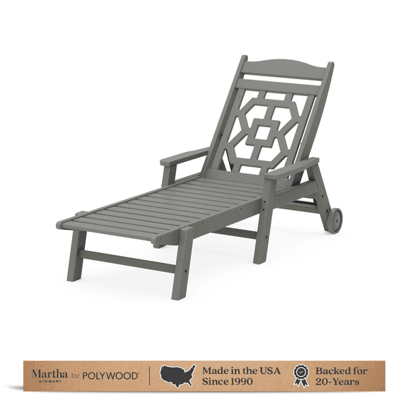 Martha Stewart by POLYWOOD Chinoiserie Chaise Lounge in Slate Grey