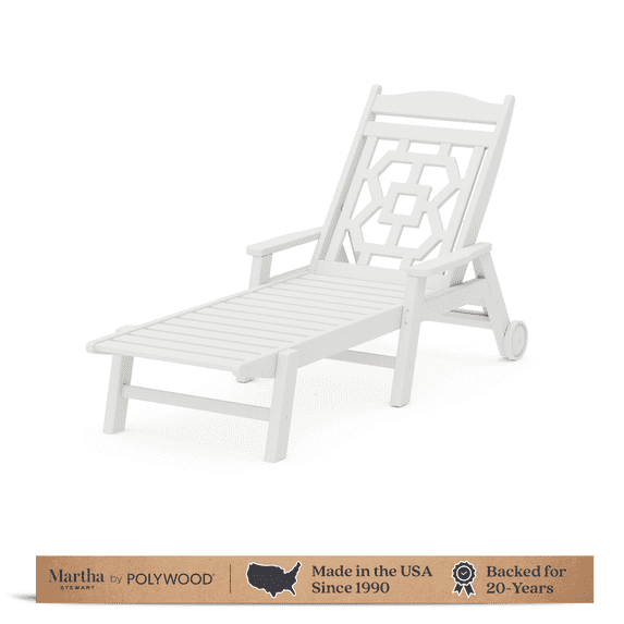 Martha Stewart by POLYWOOD Chinoiserie Chaise Lounge in White