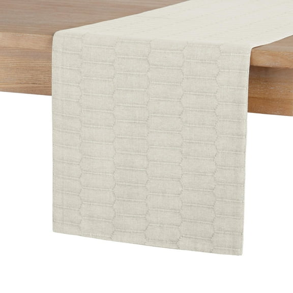 Martha Stewart Honeycomb Reversible Elegant Table Runner, Natural, 15" W x 72" L