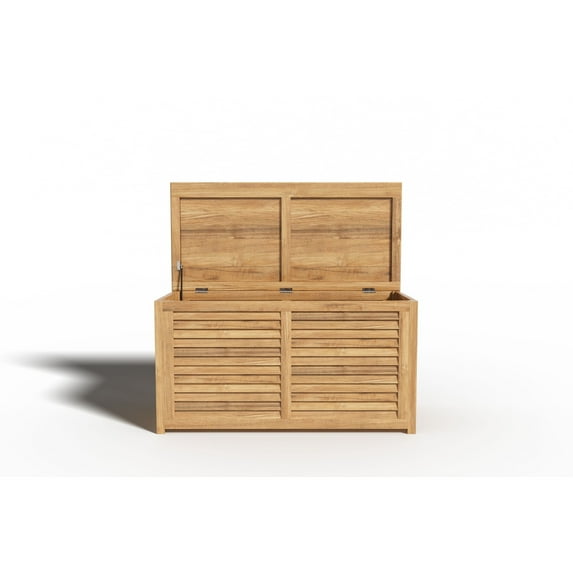 Curated Maison Martha Teak Outdoor Storage Cushion Box in Natural