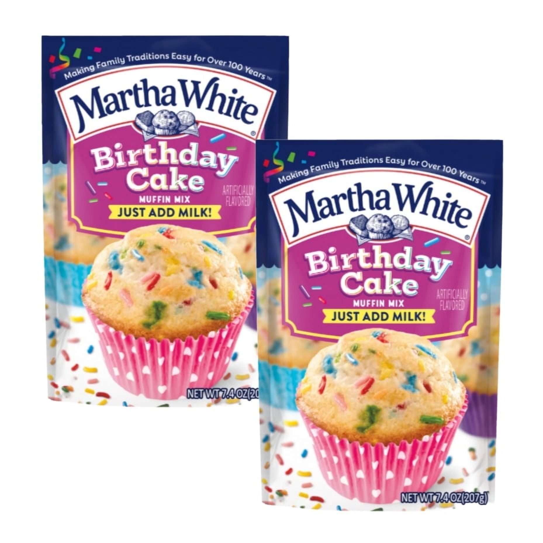 Muffin様✨ Martha White Birthday Cake Muffin Mix, 7.4 oz Bag (2 pack