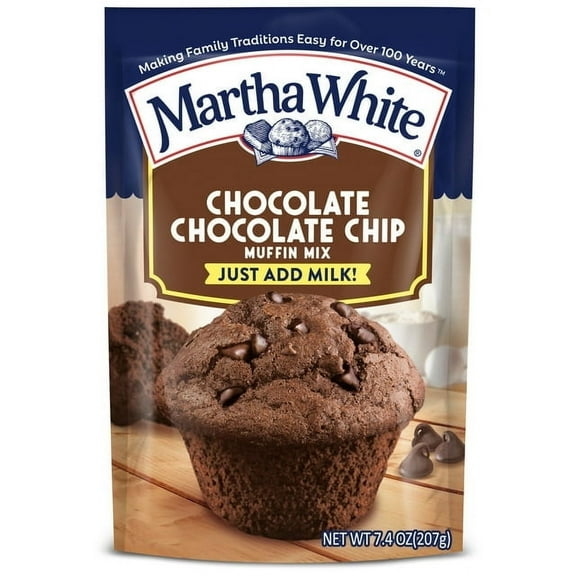 Martha White Chocolate Chocolate Chip Muffin Mix 7.4 Oz Bag (Pack of 6)