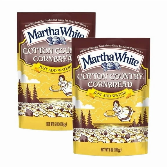 Martha White Cotton Country Buttermilk Cornbread Mix, 6 Oz Pouch (2 Pack)