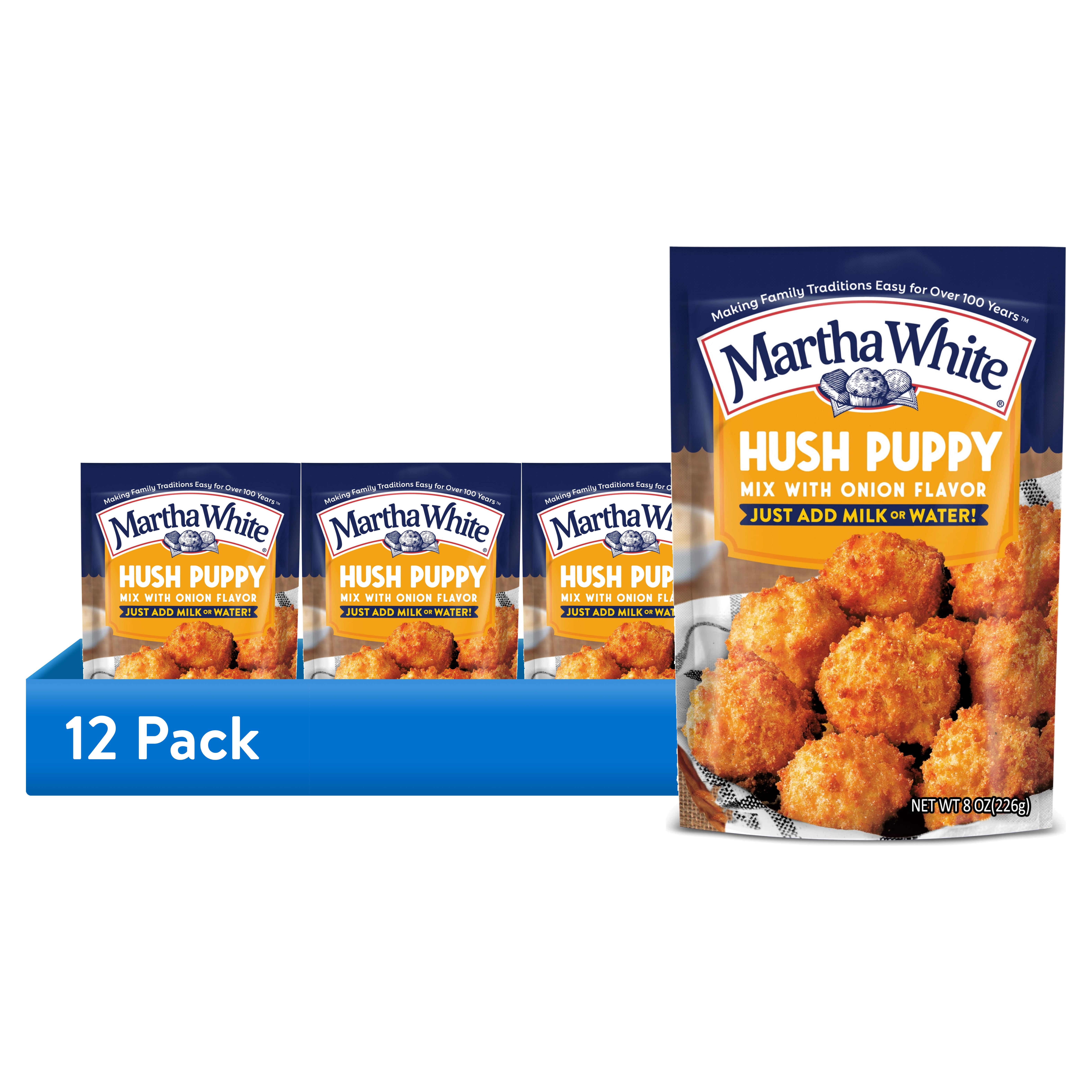 (12 pack) Martha White Hush Puppy Mix With Onion Flavor, 8 oz Pouch