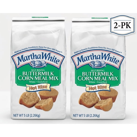 Martha White Self Rising Buttermilk Corn Meal Mix with Hot Rize, 5 Lb Bag (2pk)