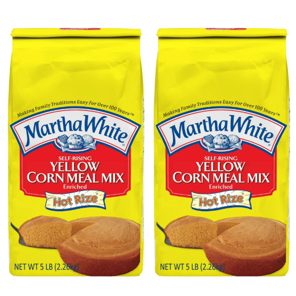 Martha White Self Rising Yellow Corn Meal Mix with Hot Rize, 5 Lb Bag (2 pack)