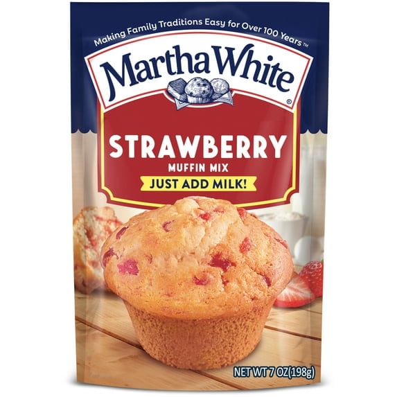 Martha White Strawberry Muffin Mix, 7 oz Bag pack of 2