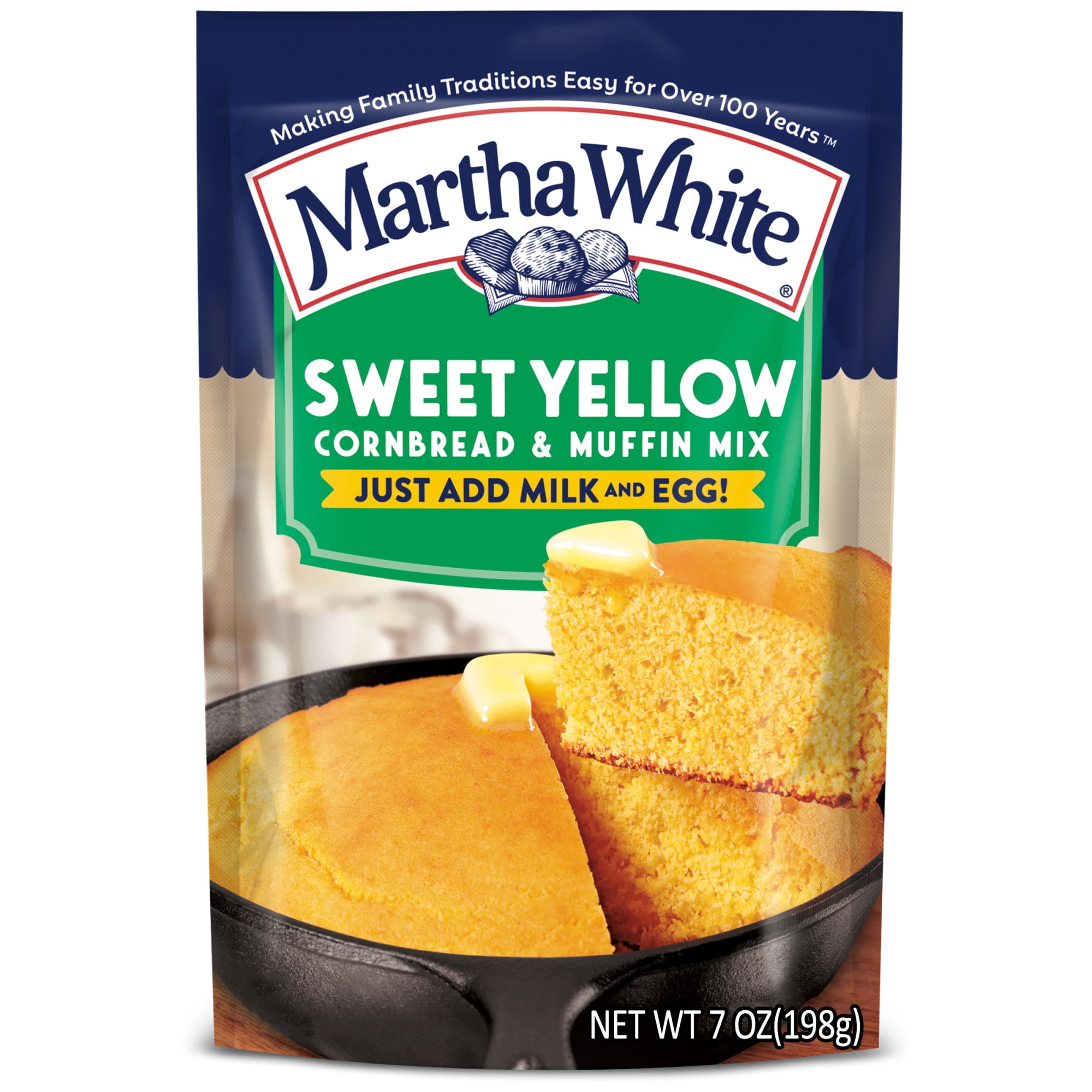 Martha White Sweet Yellow Cornbread Mix, 7 oz Pouch