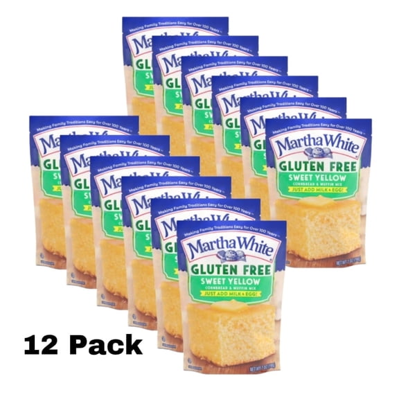 Martha White Sweet Yellow Gluten Free Cornbread Mix, 7 Oz Pouch (12 Pack)