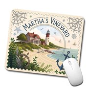 Marthas Vineyard, Massachusetts MA Travel City State Stamp Mouse Pad Low Profile Gaming Mat