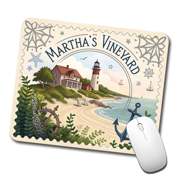 Martha's Vineyard, Massachusetts MA Travel City State Stamp Mouse Pad Low Profile Gaming Mat
