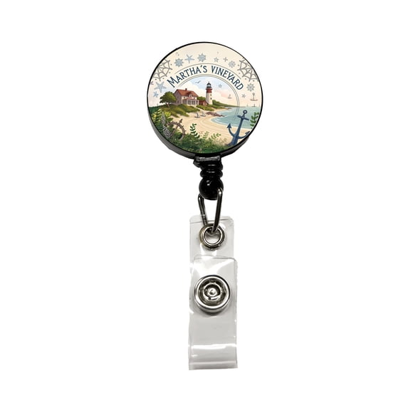 Martha's Vineyard, Massachusetts MA Travel City State Stamp Retractable Reel ID Badge Key Card Name Tag Holder with Clip