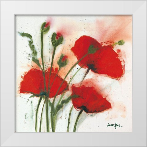 Marthe 12x12 White Modern Wood Framed Museum Art Print Titled - Mohnblumen im Wind I