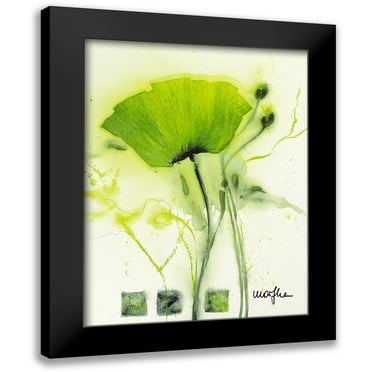 Marthe 12x14 Black Modern Framed Museum Art Print Titled - Coquelicot vert I