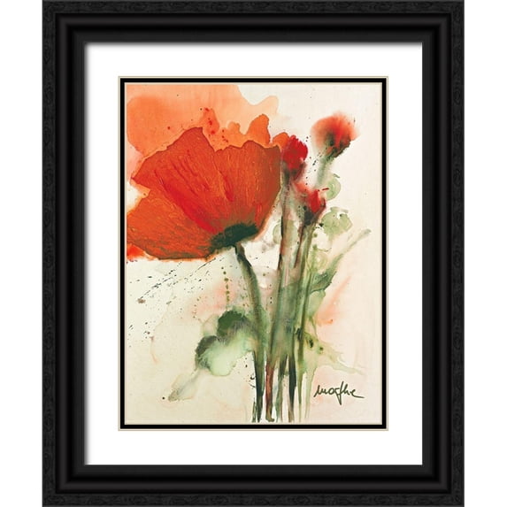 Marthe 19x24 Black Ornate Wood Framed with Double Matting Museum Art Print Titled - Mohnblumenstrauss I