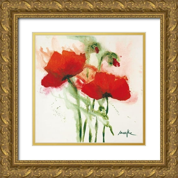 Marthe 20x20 Gold Ornate Wood Framed with Double Matting Museum Art Print Titled - Mohnblumen im Wind II