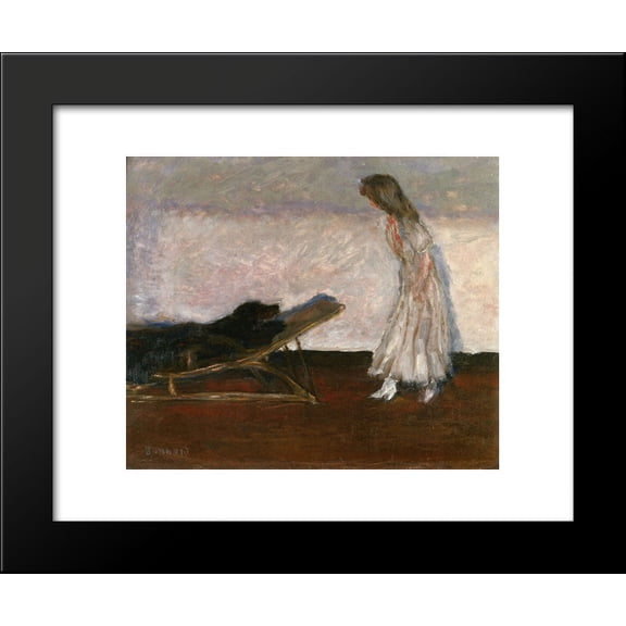 Marthe and the dog, Black 20x24 Framed Art Print by Bonnard, Pierre
