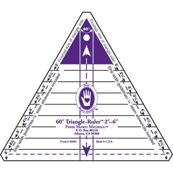 Marti Michell 60 Degree Triangle Ruler, 2-Inch To 6-Inch