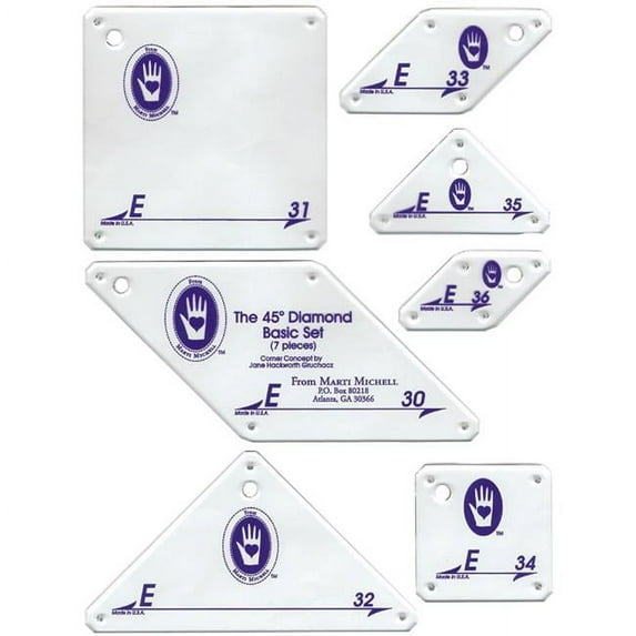 Marti Michell Perfect Patchwork Template-Set E - 8 Pointed Star Set 7/Pkg