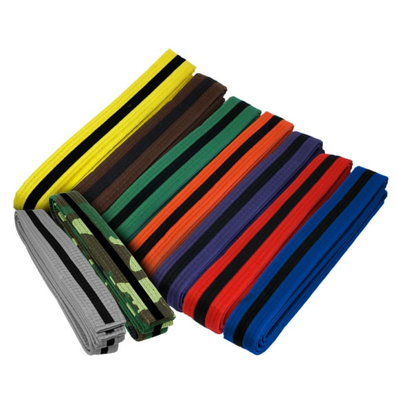 Martial Arts 1.5" Wide Karate Taekwondo Double Wrap Black Striped Color Belts