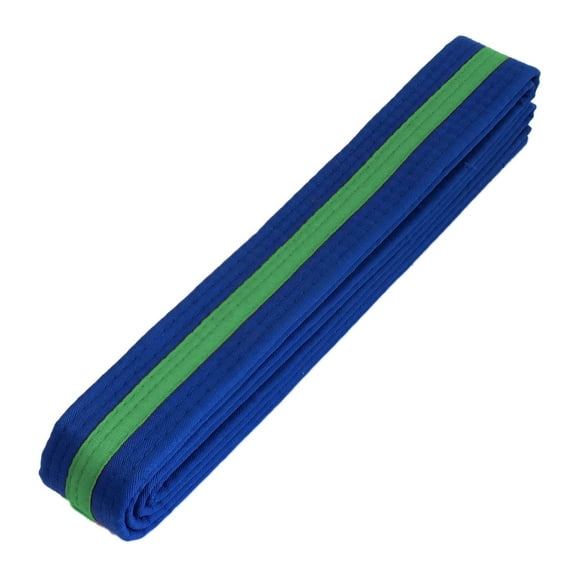 Martial Arts 1.5" Wide Karate Taekwondo Double Wrap Blue with Green Stripe Belt